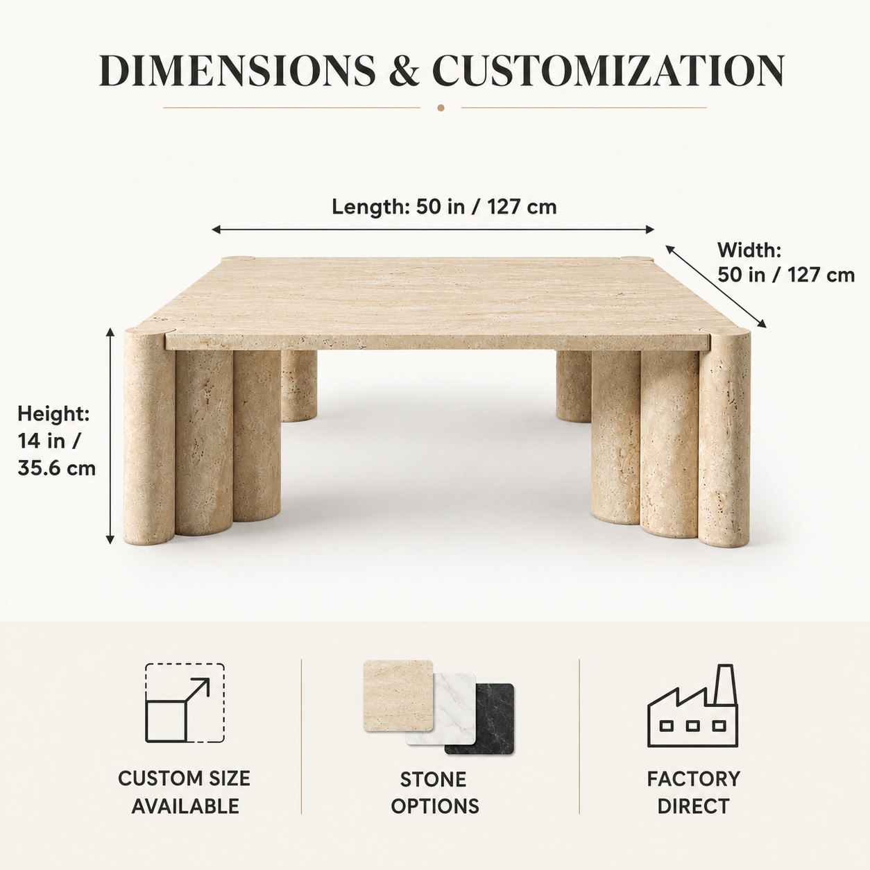 Square Travertine Coffee Table
