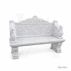 Luxury White Marble Swan Garden Bench | Classical Hand-Carved Outdoor Stone Bench