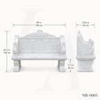 Luxury White Marble Swan Garden Bench | Classical Hand-Carved Outdoor Stone Bench