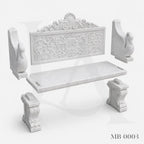 Luxury White Marble Swan Garden Bench | Classical Hand-Carved Outdoor Stone Bench