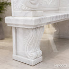 Luxury White Marble Swan Garden Bench | Classical Hand-Carved Outdoor Stone Bench