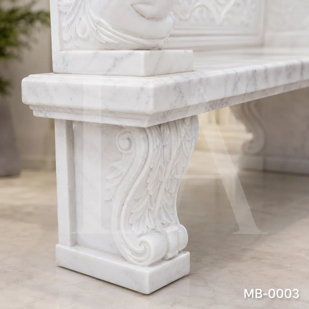 Luxury White Marble Swan Garden Bench | Classical Hand-Carved Outdoor Stone Bench