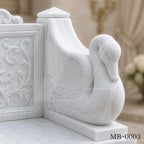 Luxury White Marble Swan Garden Bench | Classical Hand-Carved Outdoor Stone Bench