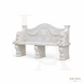 Luxury White Marble Lion Garden Bench | Hand-Carved Classical Outdoor Stone Bench