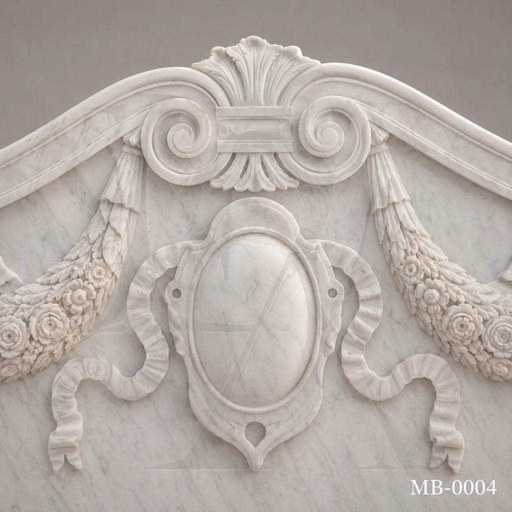 Luxury White Marble Lion Garden Bench | Hand-Carved Classical Outdoor Stone Bench