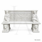 Luxury White Marble Musician Garden Bench | Hand-Carved Classical Stone Bench