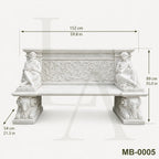 Luxury White Marble Musician Garden Bench | Hand-Carved Classical Stone Bench