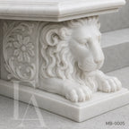 Luxury White Marble Musician Garden Bench | Hand-Carved Classical Stone Bench