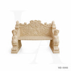 Luxury Beige Marble Cherub Garden Bench | Hand-Carved European Stone Bench