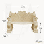 Luxury Beige Marble Cherub Garden Bench | Hand-Carved European Stone Bench