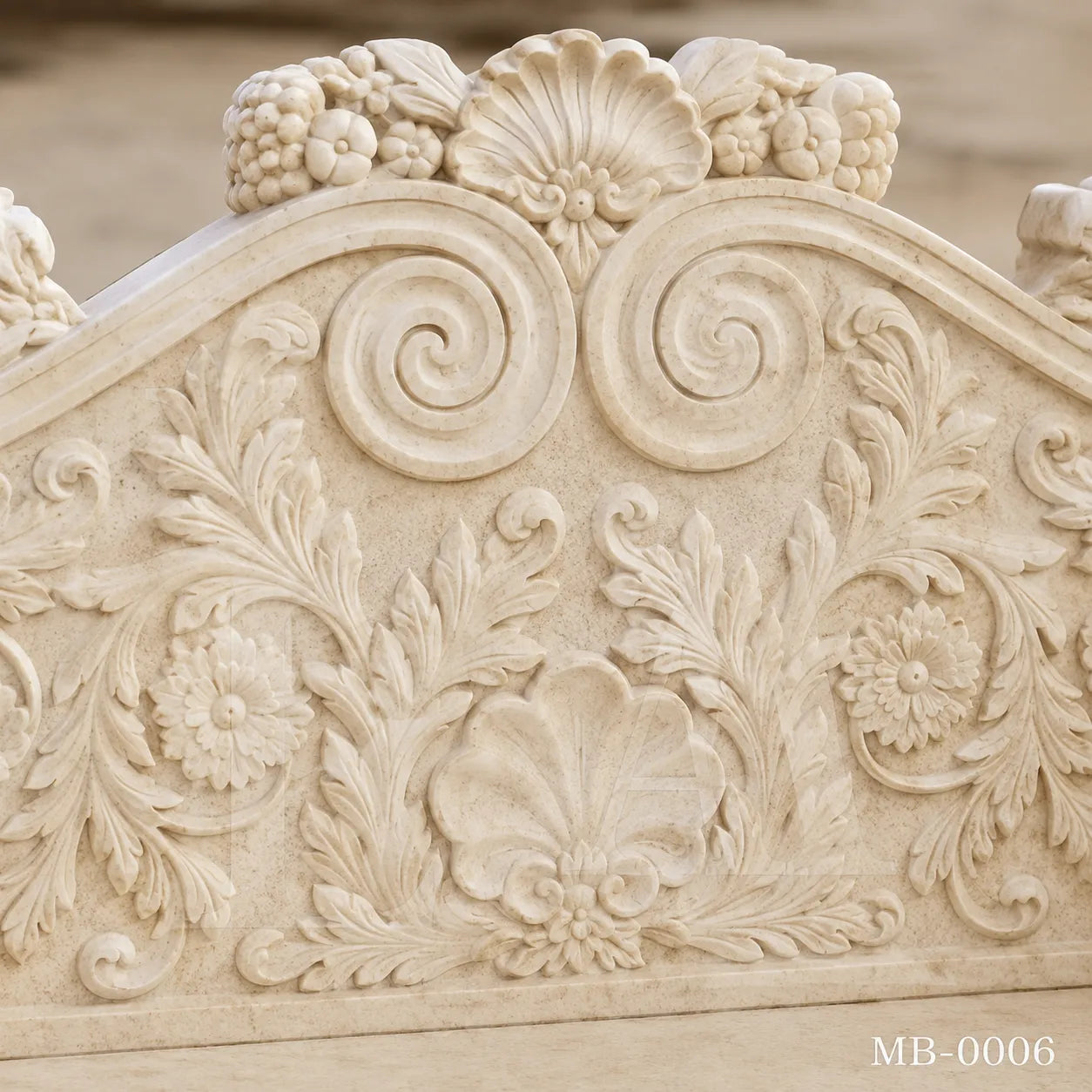 Luxury Beige Marble Cherub Garden Bench | Hand-Carved European Stone Bench