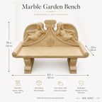 Luxury Beige Marble Cherub Garden Bench | Hand-Carved European Stone Bench