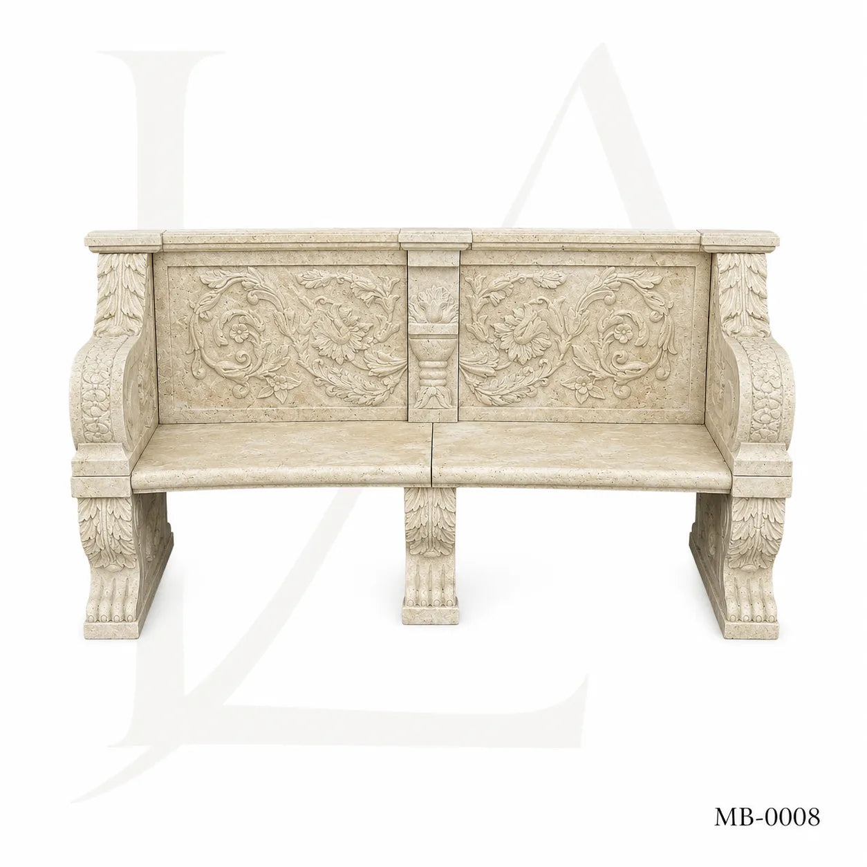Luxury 6ft Hand-Carved Limestone Garden Bench | Classical French Stone Bench
