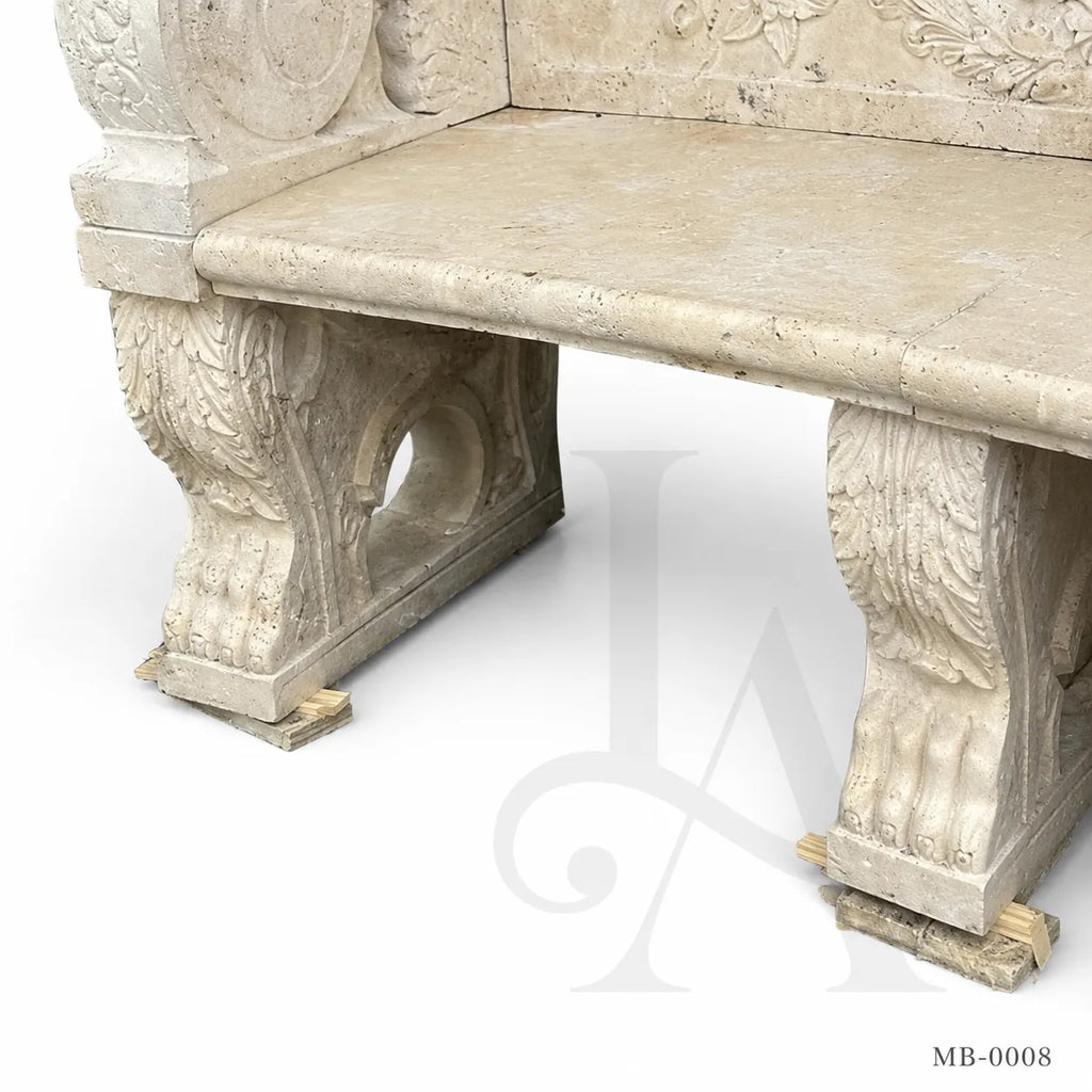 Luxury 6ft Hand-Carved Limestone Garden Bench | Classical French Stone Bench