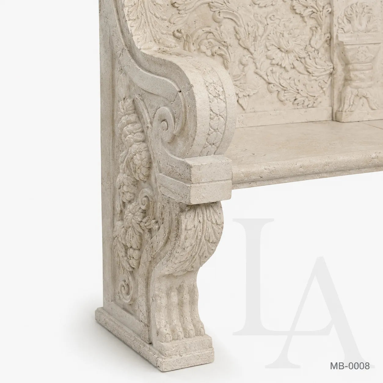Luxury 6ft Hand-Carved Limestone Garden Bench | Classical French Stone Bench