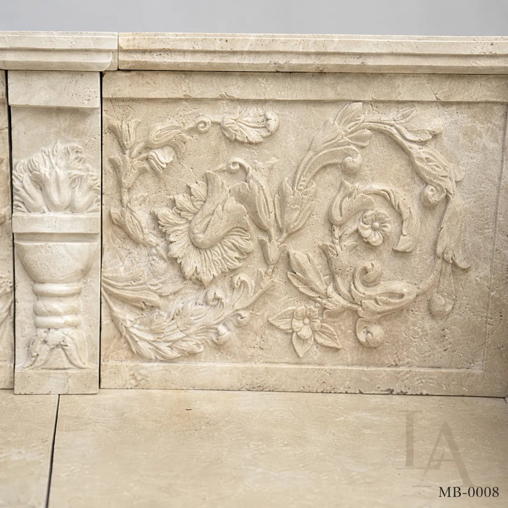 Luxury 6ft Hand-Carved Limestone Garden Bench | Classical French Stone Bench
