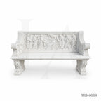 Luxury White Marble Greek Mythology Garden Bench | Hand-Carved Classical Stone Bench 78 Inch