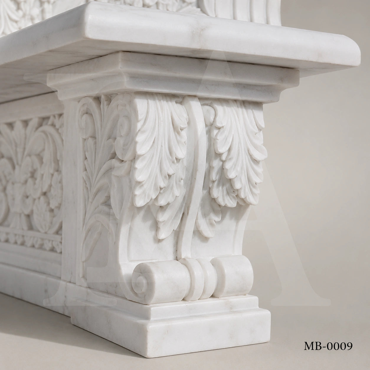 Luxury White Marble Greek Mythology Garden Bench | Hand-Carved Classical Stone Bench 78 Inch