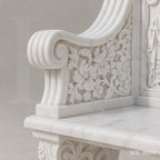 Luxury White Marble Greek Mythology Garden Bench | Hand-Carved Classical Stone Bench 78 Inch