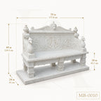 Luxury White Marble Renaissance Garden Bench with Lion Crest | Hand-Carved Classical Stone Bench