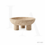 Natural Travertine Bowl | Sculptural Stone Decor for Luxury Interiors