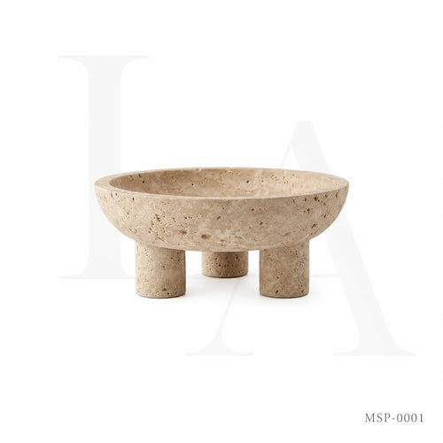 Natural Travertine Bowl | Sculptural Stone Decor for Luxury Interiors