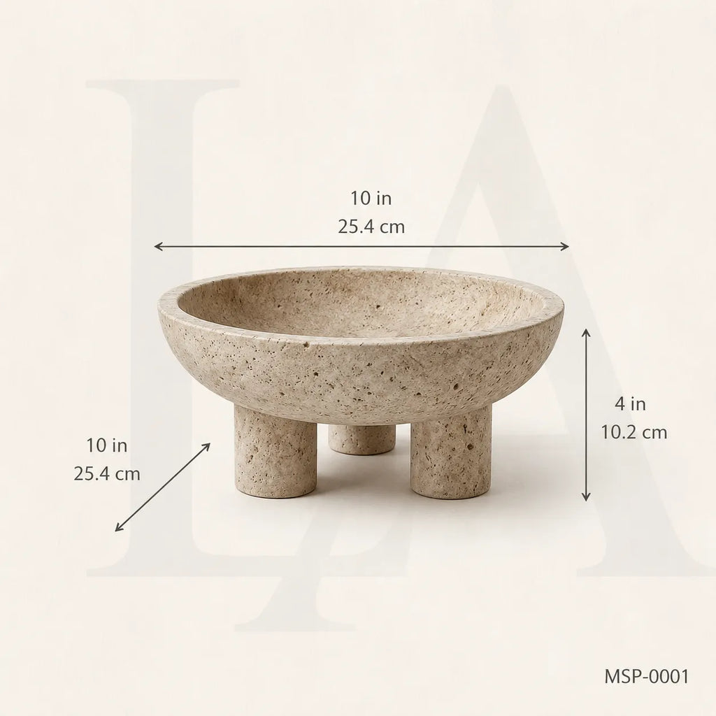 Natural Travertine Bowl | Sculptural Stone Decor for Luxury Interiors