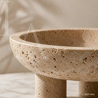 Natural Travertine Bowl | Sculptural Stone Decor for Luxury Interiors