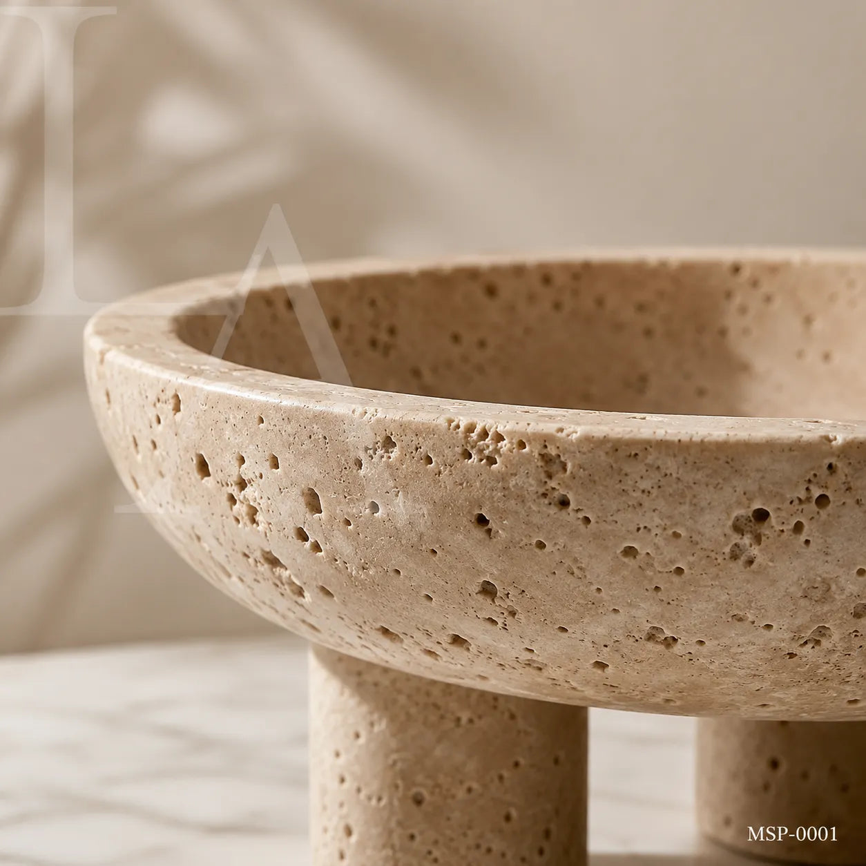 Natural Travertine Bowl | Sculptural Stone Decor for Luxury Interiors