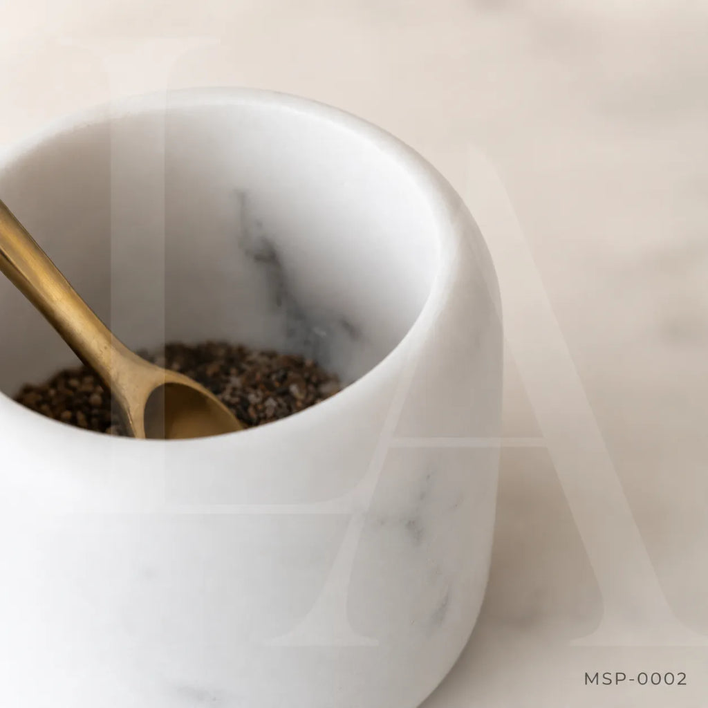 White Marble Condiment Bowl | Minimalist Natural Stone Kitchen Accent