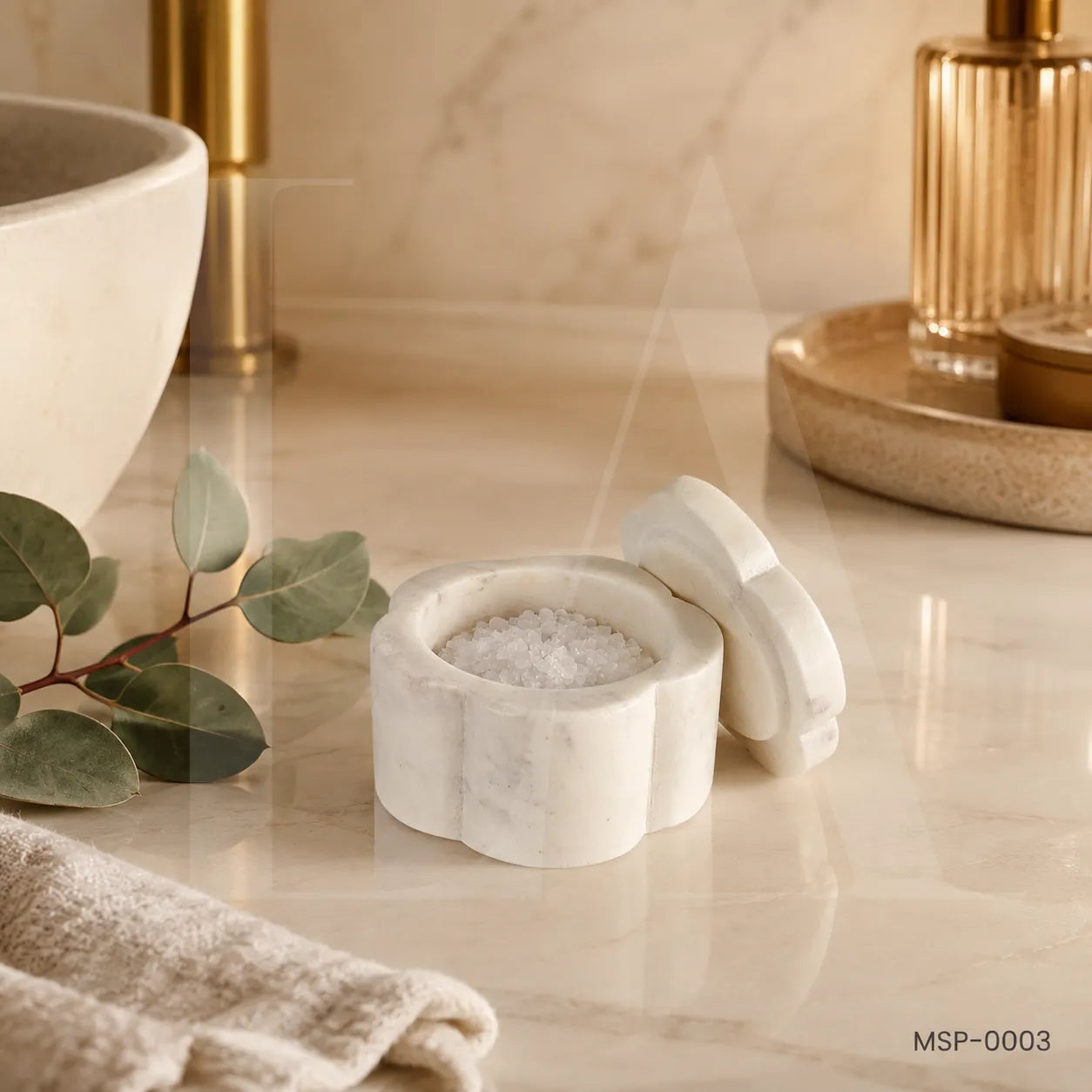 White Marble Lidded Canister | Luxury Natural Stone Storage Vessel