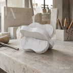 White Marble Organic Bowl Set | Sculptural Natural Stone Decorative Object