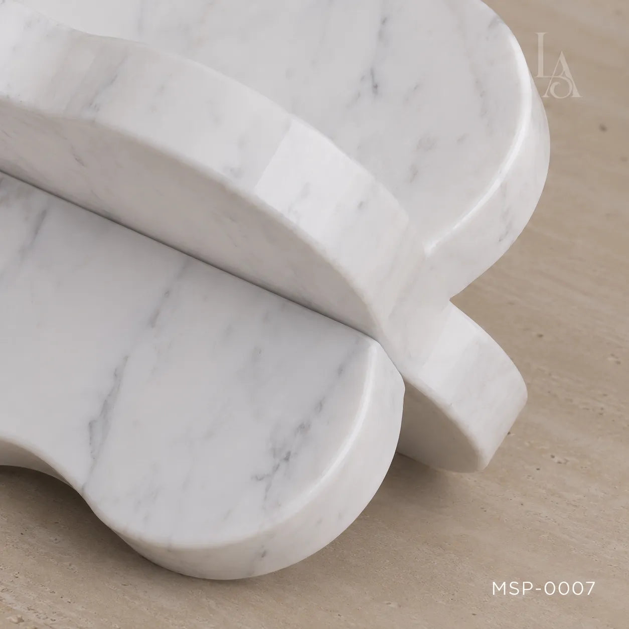 White Marble Organic Bowl Set | Sculptural Natural Stone Decorative Object