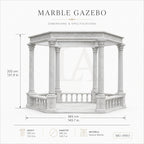 Luxury White Marble Gazebo with Classical Columns | Hand-Carved Roman Garden Pavilion