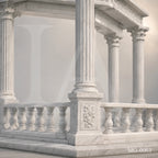 Luxury White Marble Gazebo with Classical Columns | Hand-Carved Roman Garden Pavilion