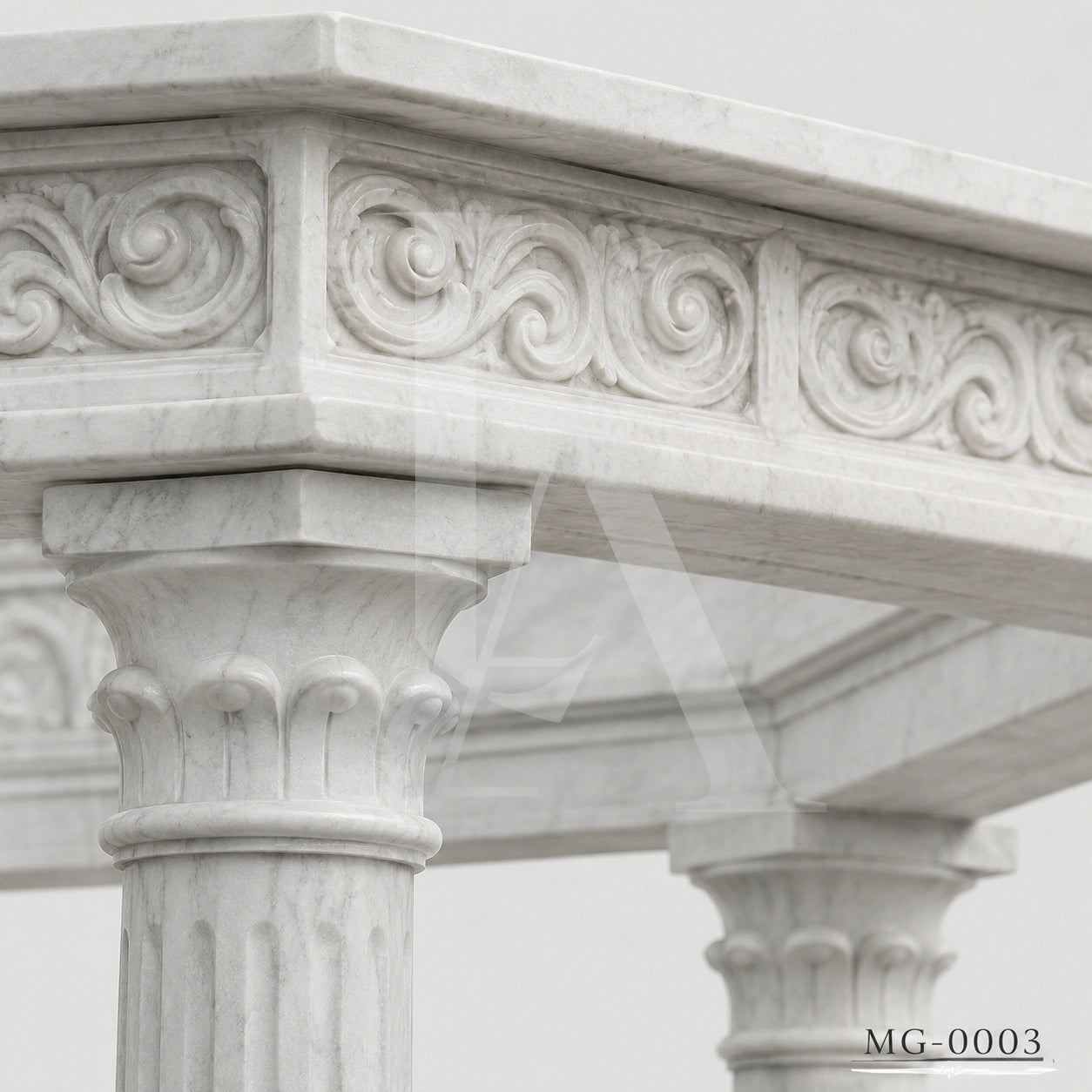 Luxury White Marble Gazebo with Classical Columns | Hand-Carved Roman Garden Pavilion