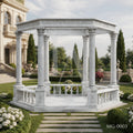 Luxury White Marble Gazebo with Classical Columns | Hand-Carved Roman Garden Pavilion