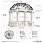 Luxury White Marble Gazebo with Hand-Forged Iron Dome | Classical Garden Pavilion