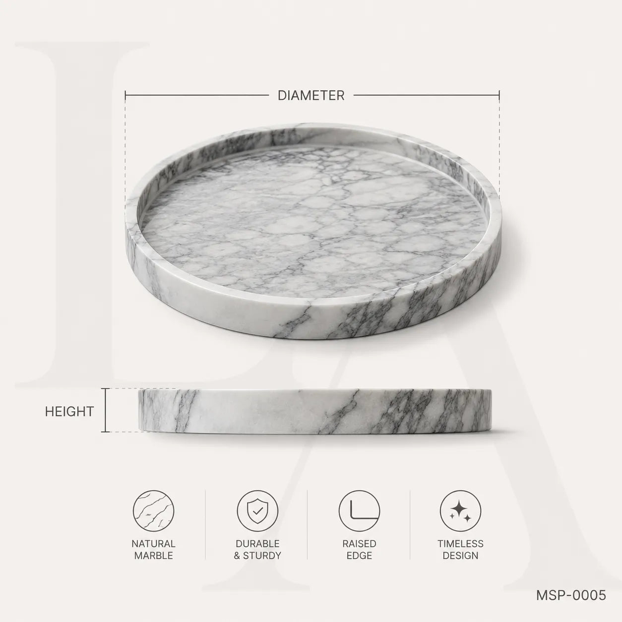 Natural Marble Tray | Luxury Stone Serving Tray for Modern Interiors