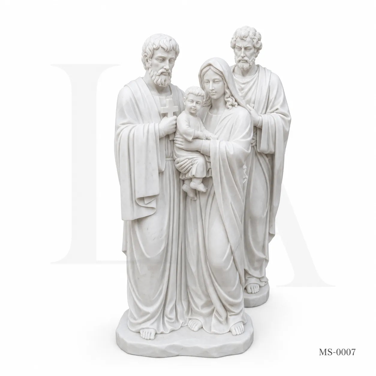 Holy Family Marble Statue Group | Classical Christian Religious Sculpture 72 Inch