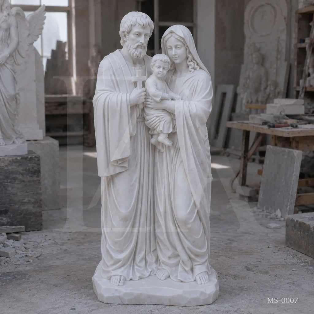Holy Family Marble Statue Group | Classical Christian Religious Sculpture 72 Inch