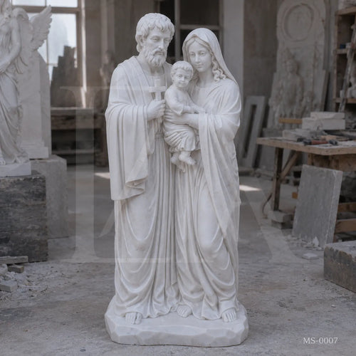 Holy Family Marble Statue Group | Classical Christian Religious Sculpture 72 Inch