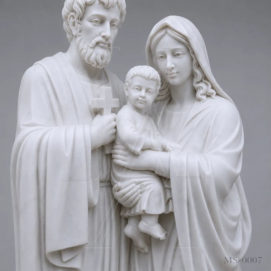 Holy Family Marble Statue Group | Classical Christian Religious Sculpture 72 Inch