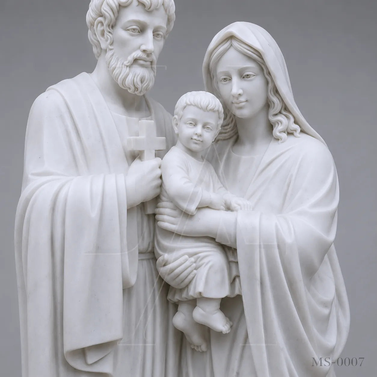 Holy Family Marble Statue Group | Classical Christian Religious Sculpture 72 Inch
