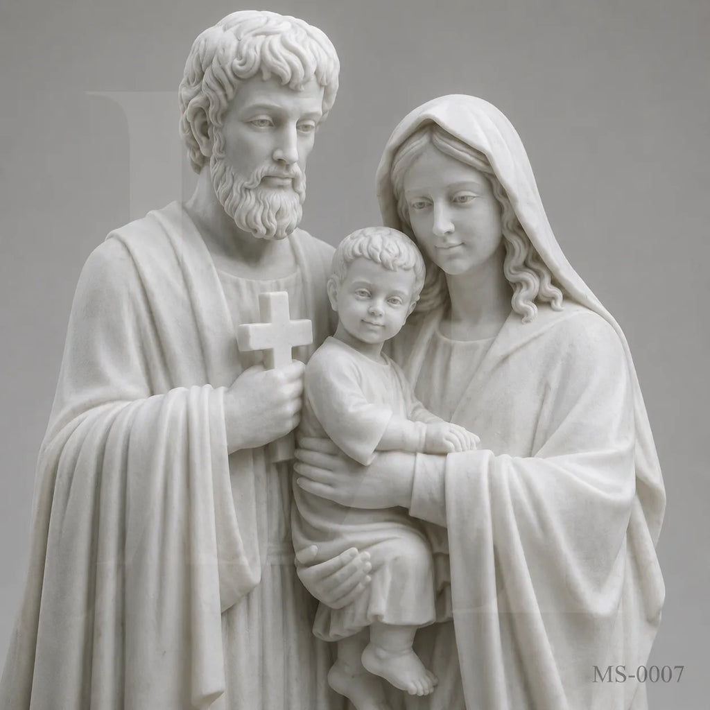 Holy Family Marble Statue Group | Classical Christian Religious Sculpture 72 Inch