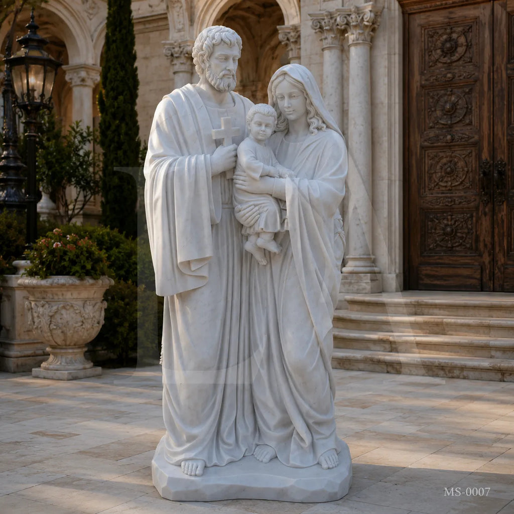 Holy Family Marble Statue Group | Classical Christian Religious Sculpture 72 Inch