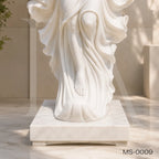 Angel Wings Marble Sculpture | Heavenly Guardian Garden Statue in Natural Stone