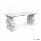 Luxury White Marble Dining Table with Winged Goddess Pedestals | 72" Classical Stone Dining Table