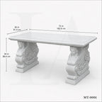 Luxury White Marble Dining Table with Winged Goddess Pedestals | 72" Classical Stone Dining Table