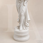 Pair of Classical White Marble Maiden Lamp Post Statues | Luxury Garden Lighting Sculpture